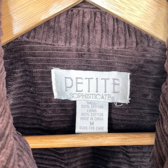 Petite Sophisticate Brown Corduroy Fleece Lined Jacket MD - Picture 8 of 11